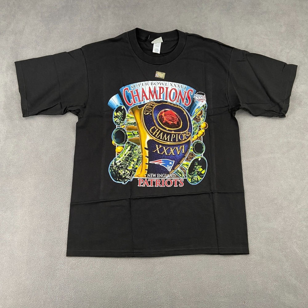 Vintage New England Patriots Shirt Men Large Black Lee Sport Football Super Bowl